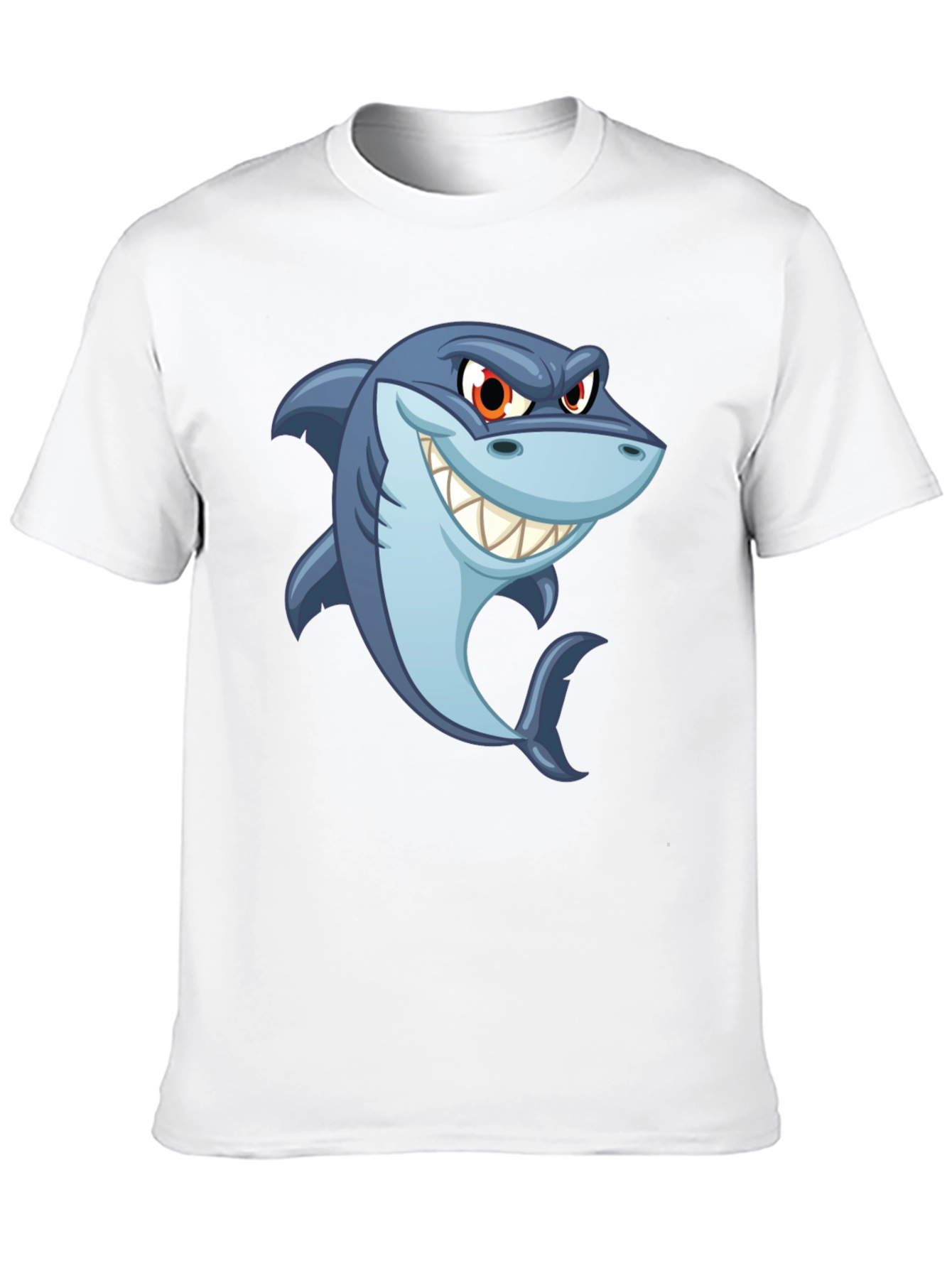 Mens Black Shark Cartoon Graphic T-Shirt
