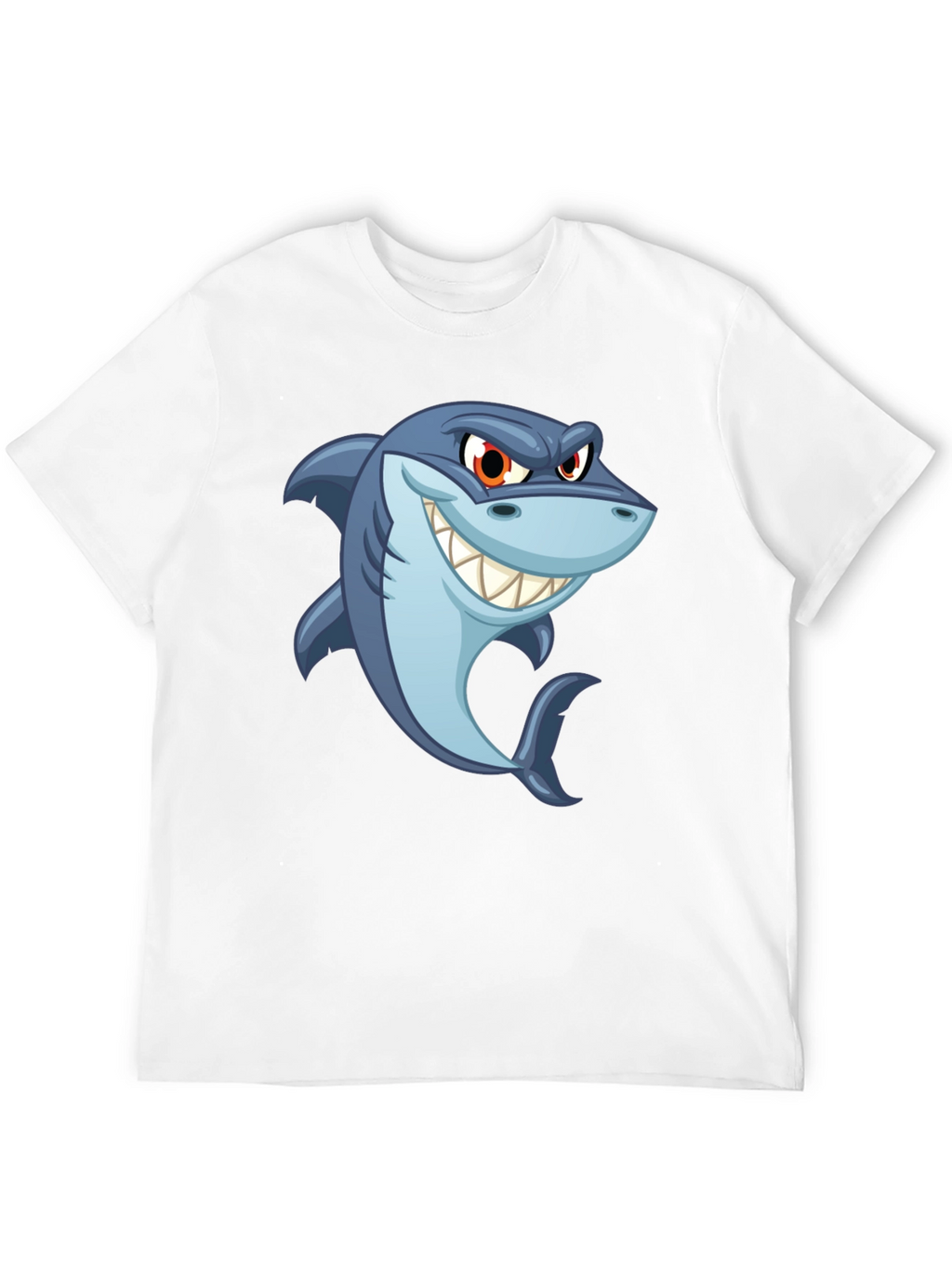 Mens Black Shark Cartoon Graphic T-Shirt