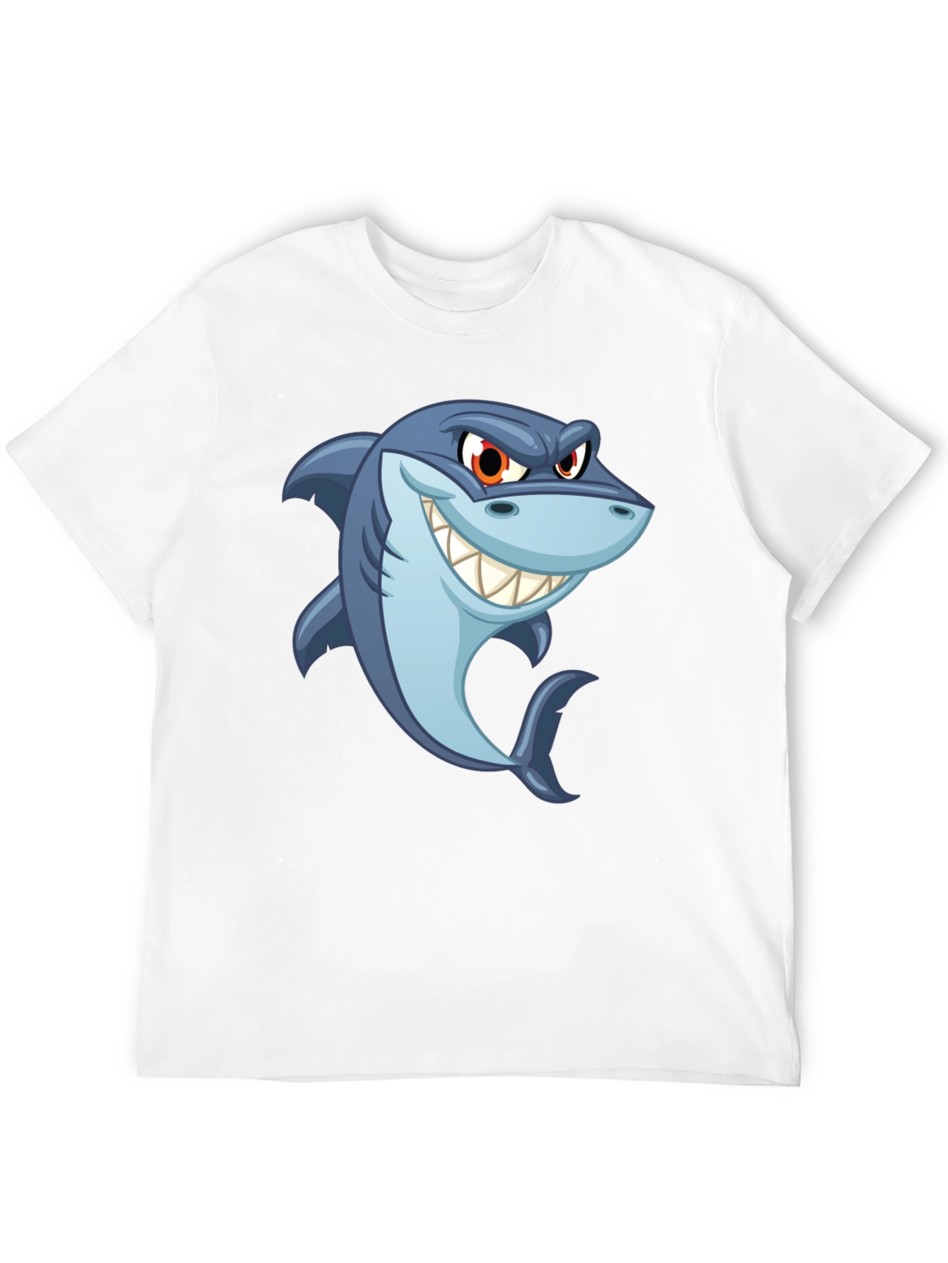 Mens Black Shark Cartoon Graphic T-Shirt