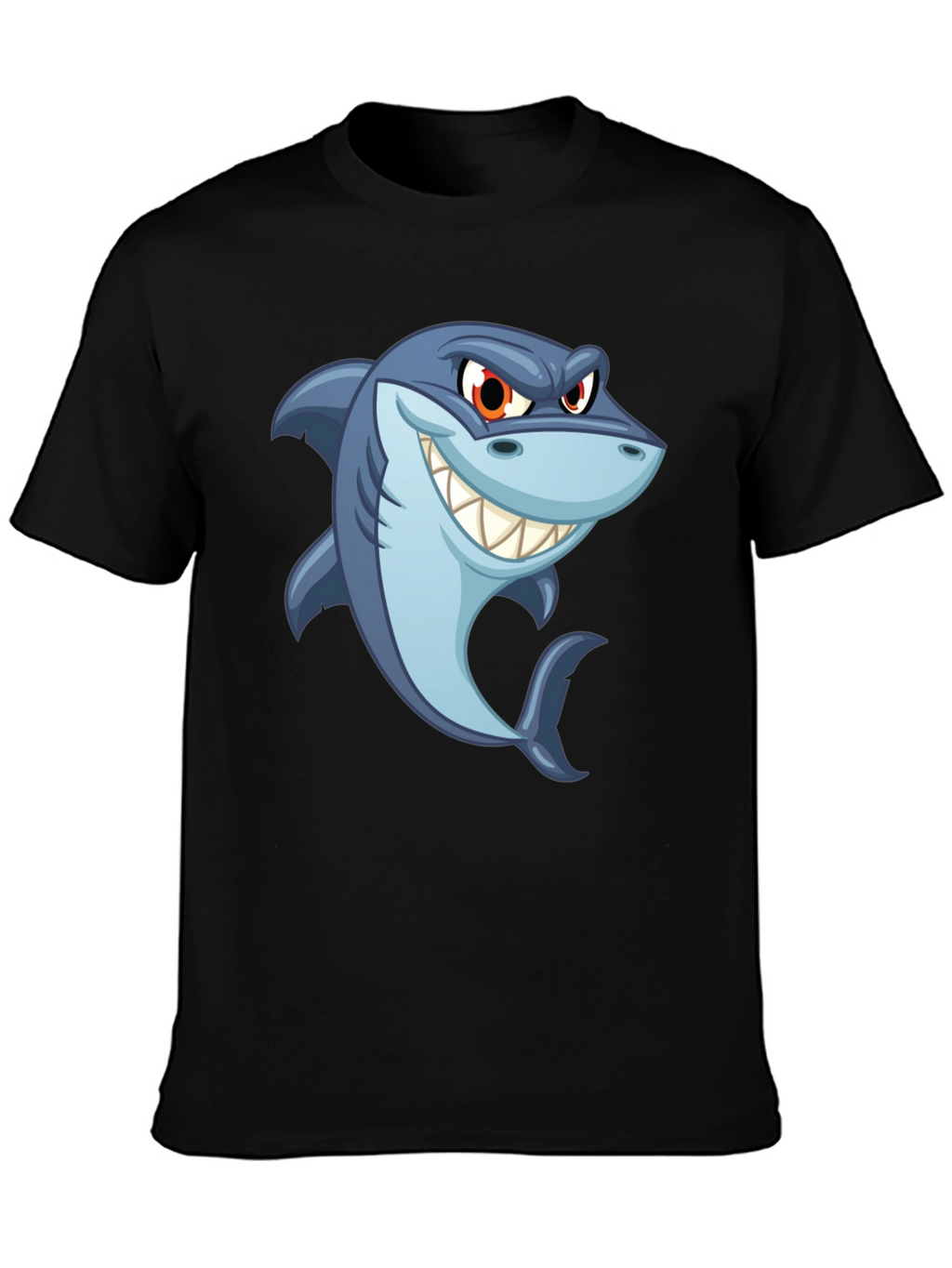 Mens Black Shark Cartoon Graphic T-Shirt