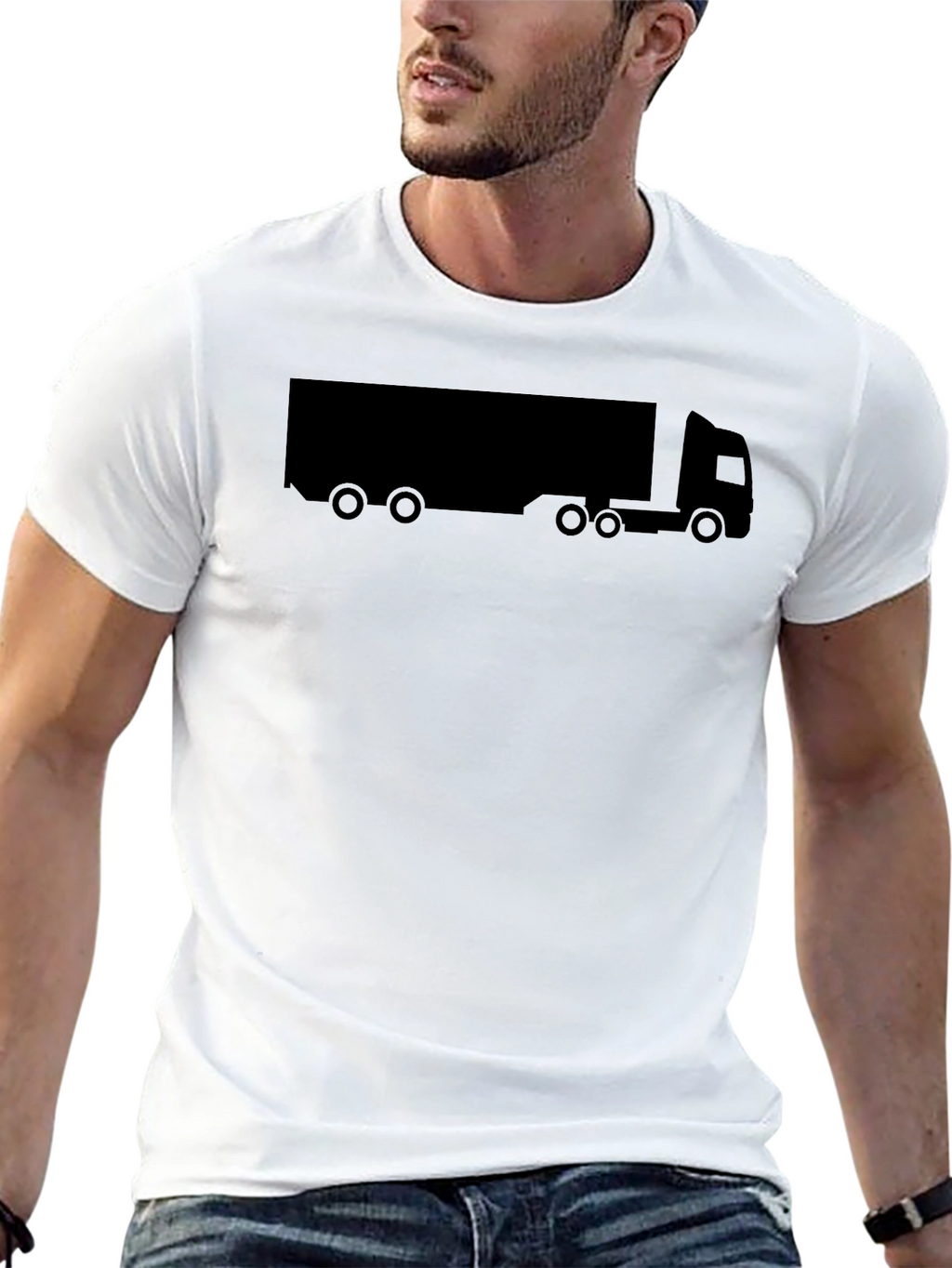 Trucker T-Shirt - Black Graphic Tee