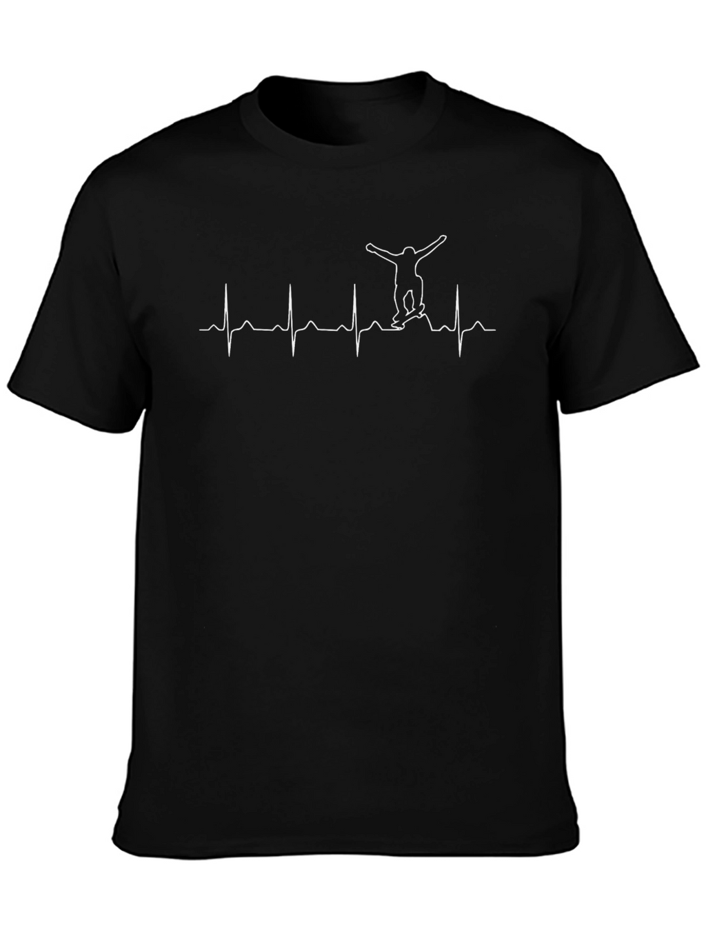 Skateboard Heartbeat T-Shirt - Black