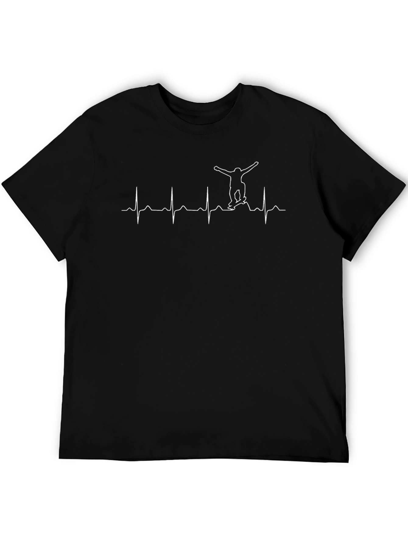 Skateboard Heartbeat T-Shirt - Black