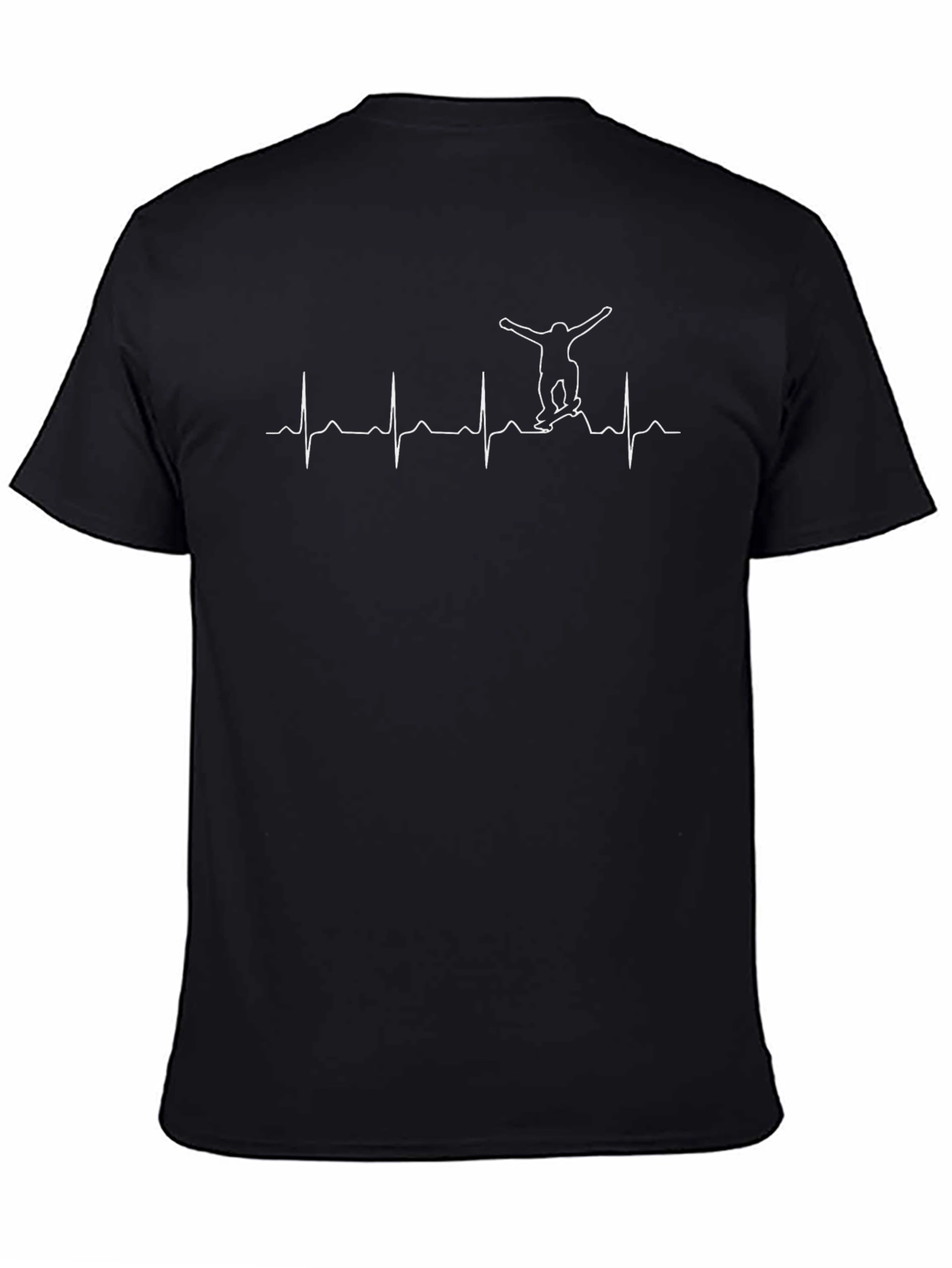 Skateboard Heartbeat T-Shirt - Black