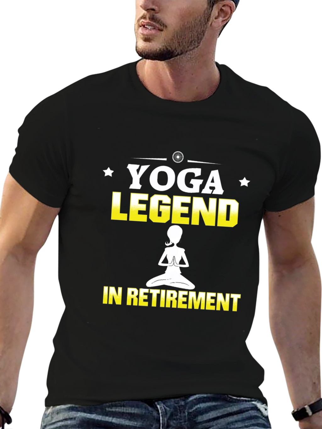 Yoga Legend in Retirement Black Graphic T-Shirt