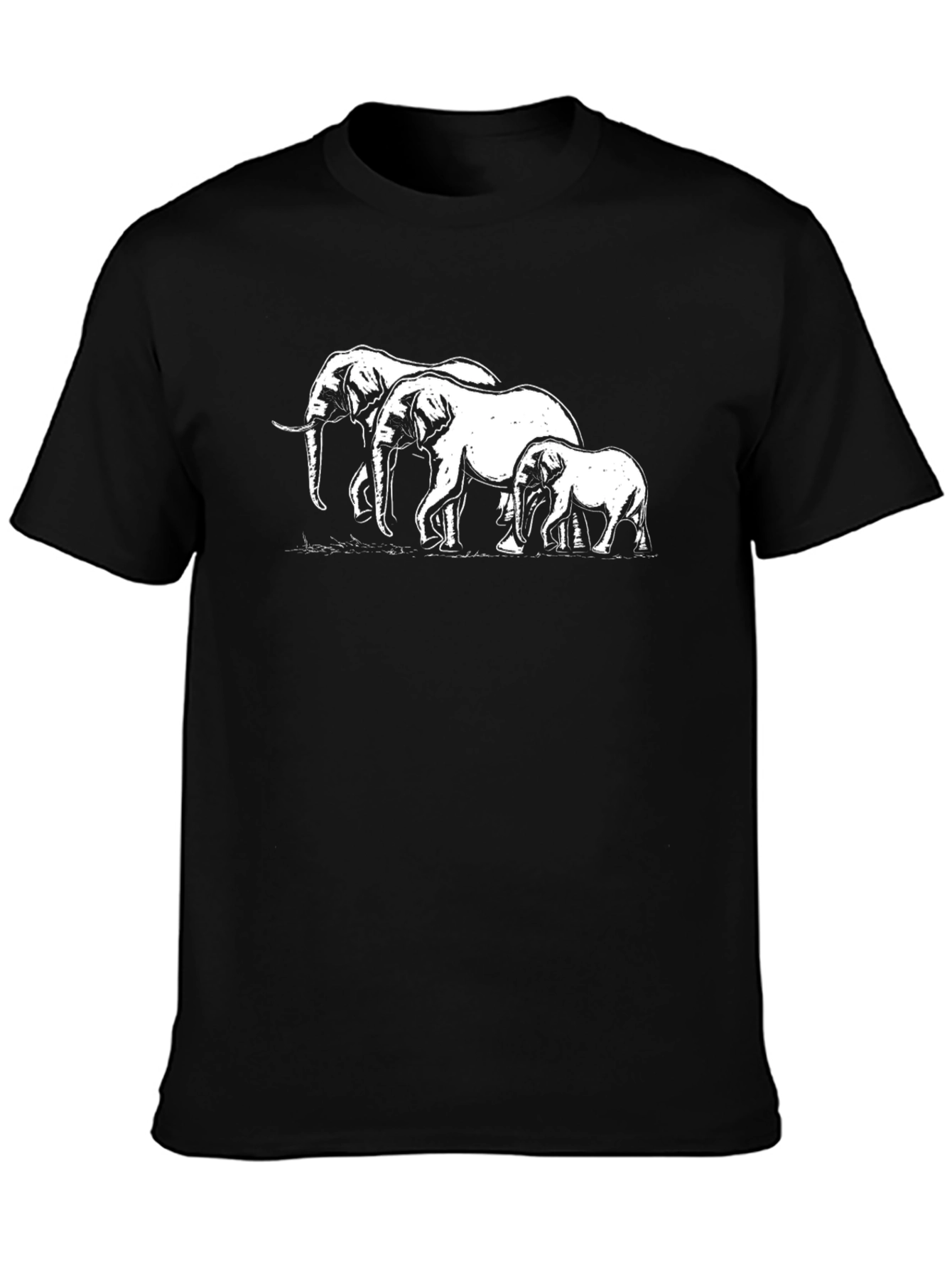 Elephant Family Graphic Tee - Black Cotton T-Shirt