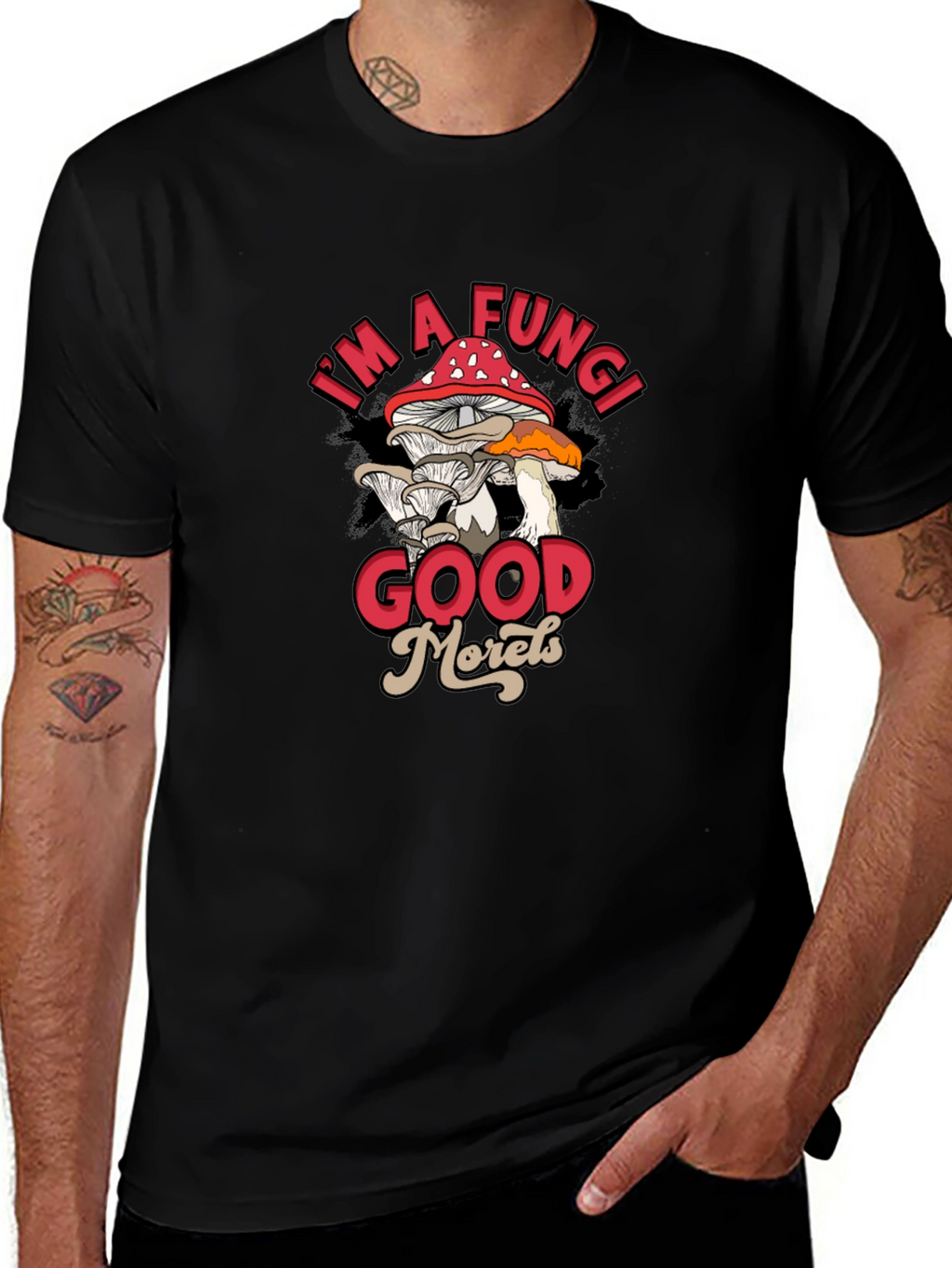 Im a Fungi Good Morels Black Graphic T-Shirt