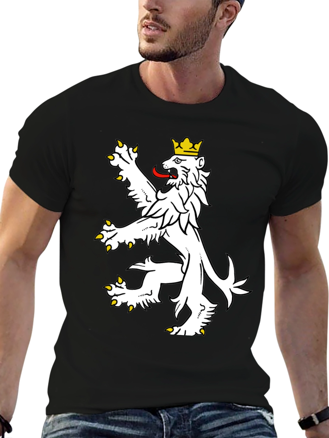 Czech Lion T-Shirt - Black Cotton Tee