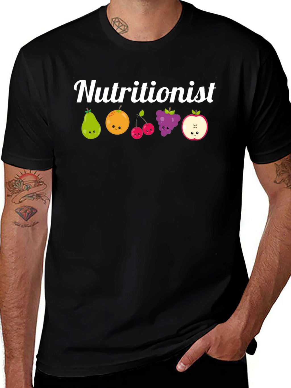 Nutritionist Fruit Graphic Black T-Shirt