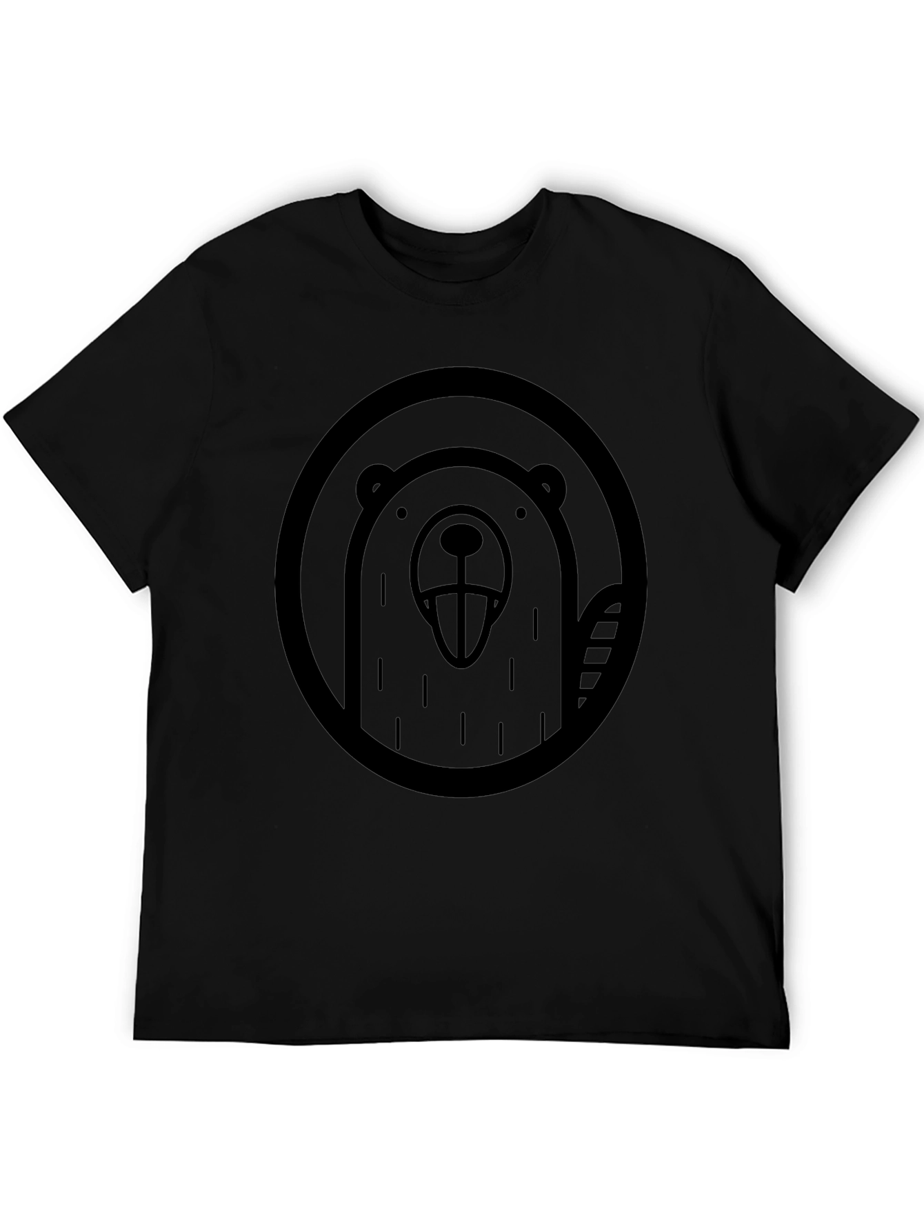 Mens Black Beaver Graphic T-Shirt