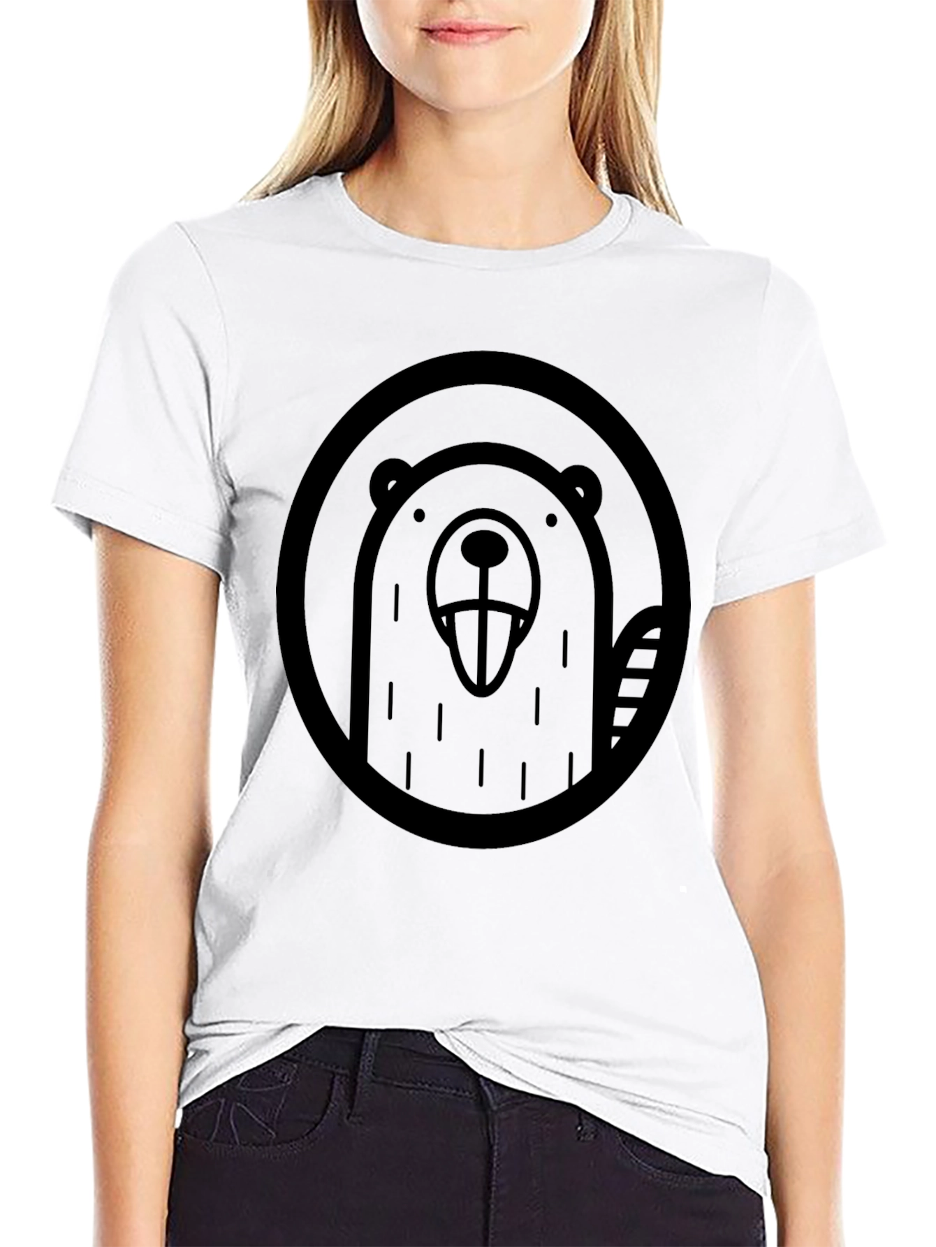 Mens Black Beaver Graphic T-Shirt