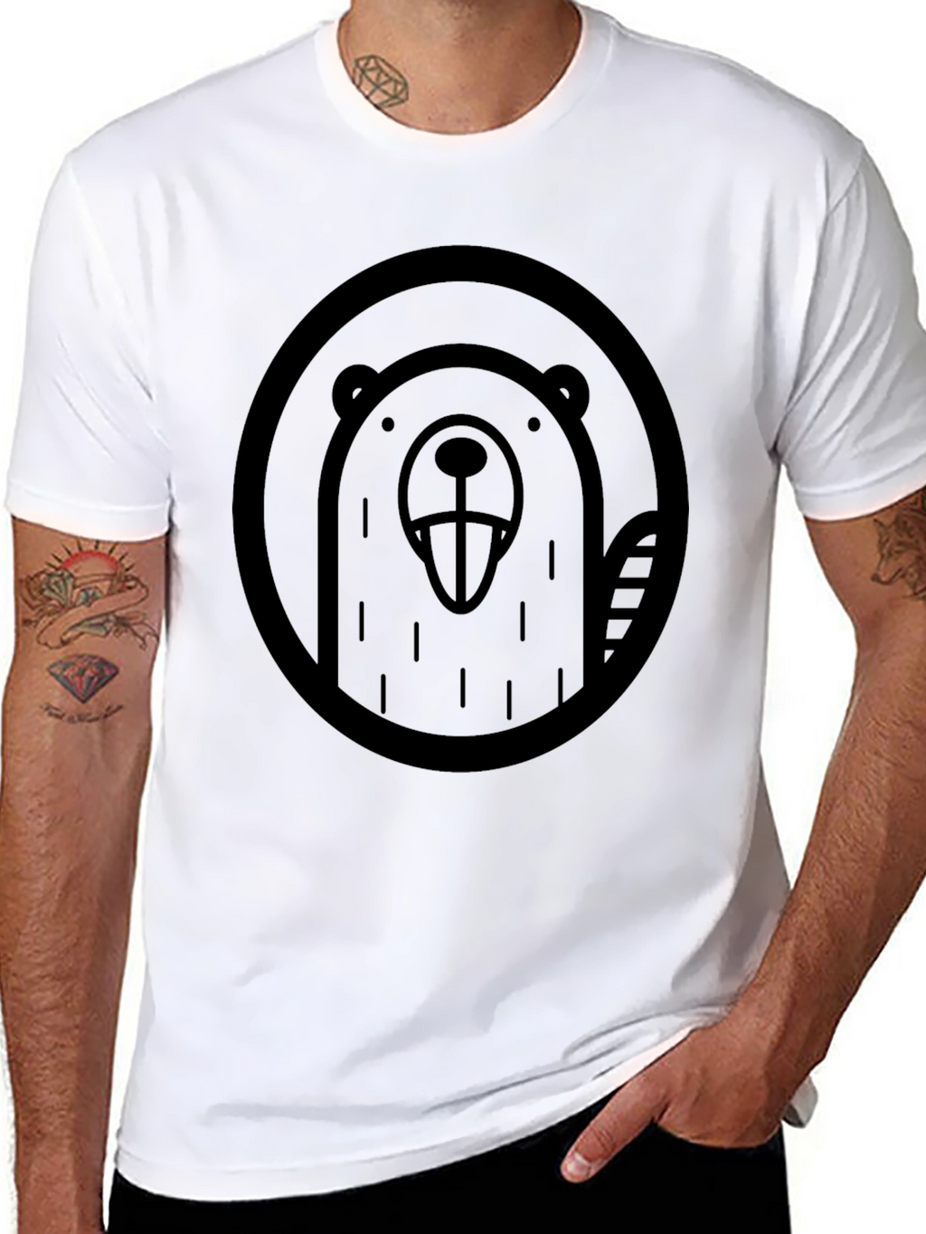 Mens Black Beaver Graphic T-Shirt