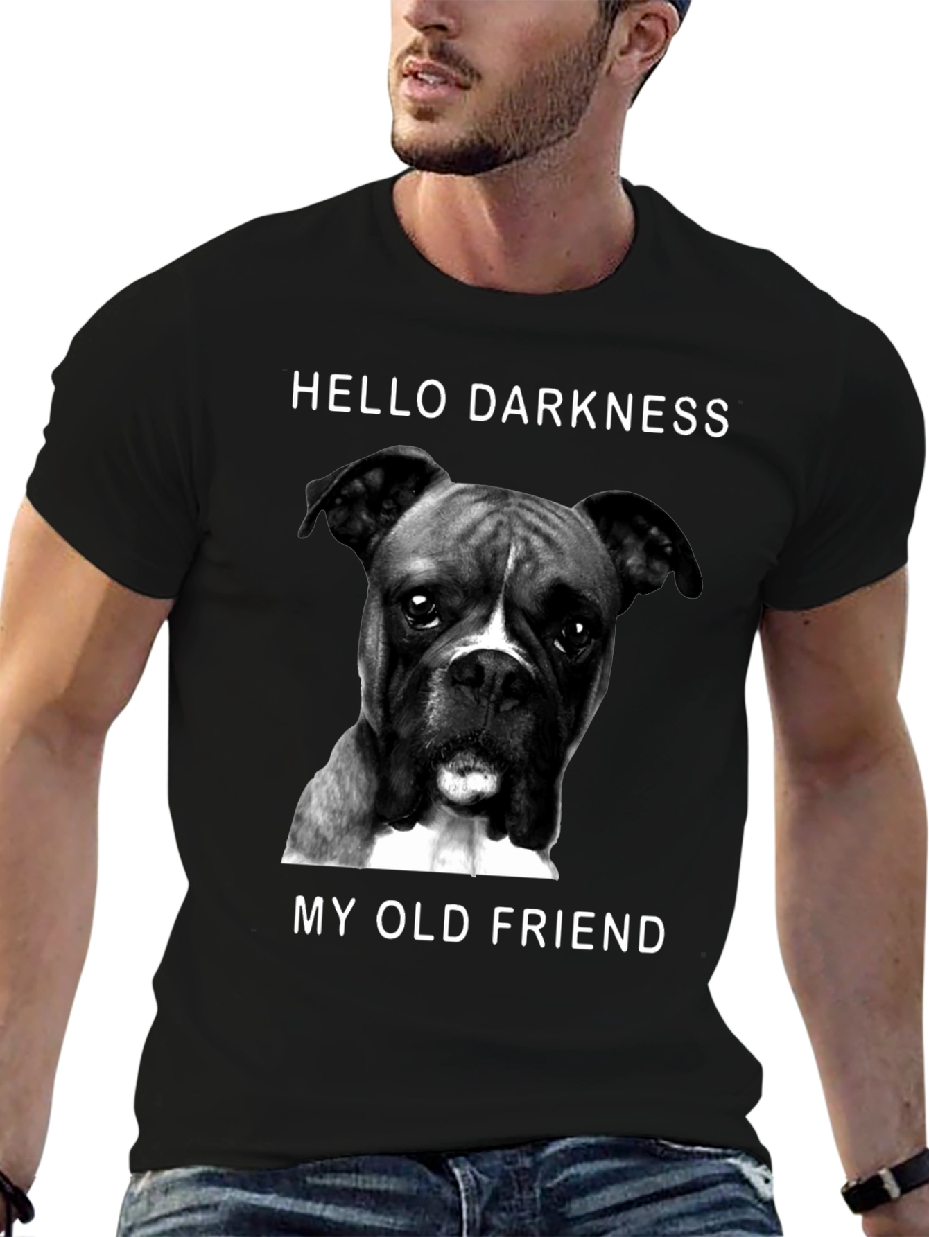 Hello Darkness My Old Friend Boxer Dog Graphic T-Shirt