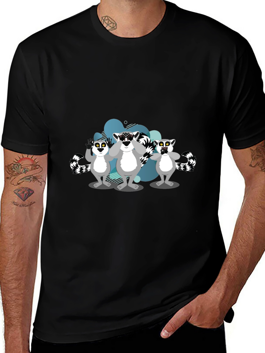 Lemur Graphic Black T-Shirt