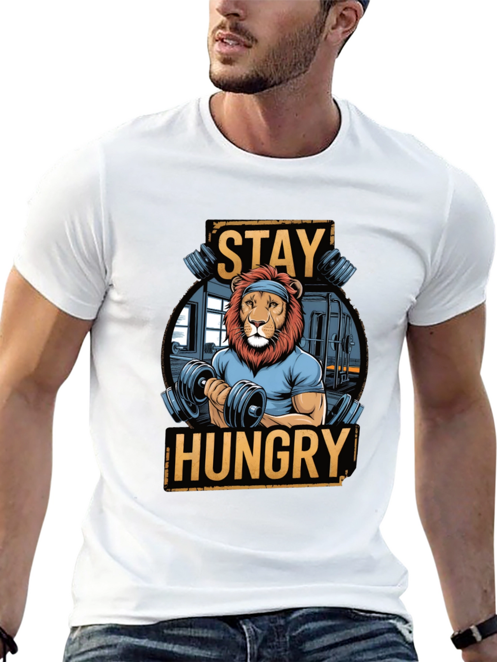 Stay Hungry Lion Gym Workout T-Shirt