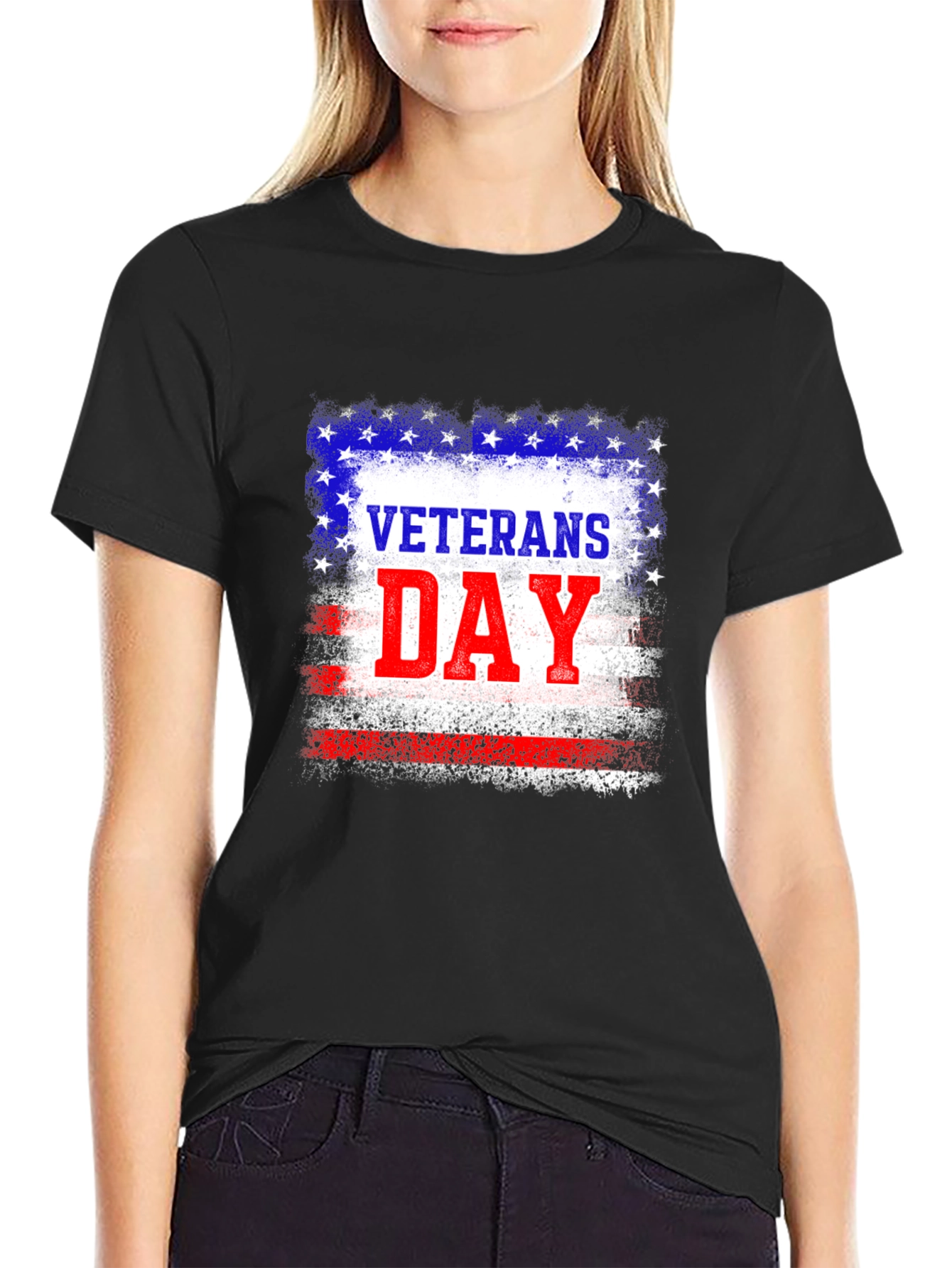 Veterans Day Graphic Tee Patriotic American Flag Design