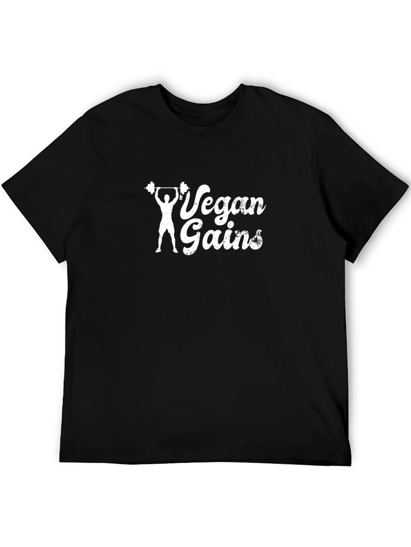 Vegan Gains Black T-Shirt | Weightlifting Apparel