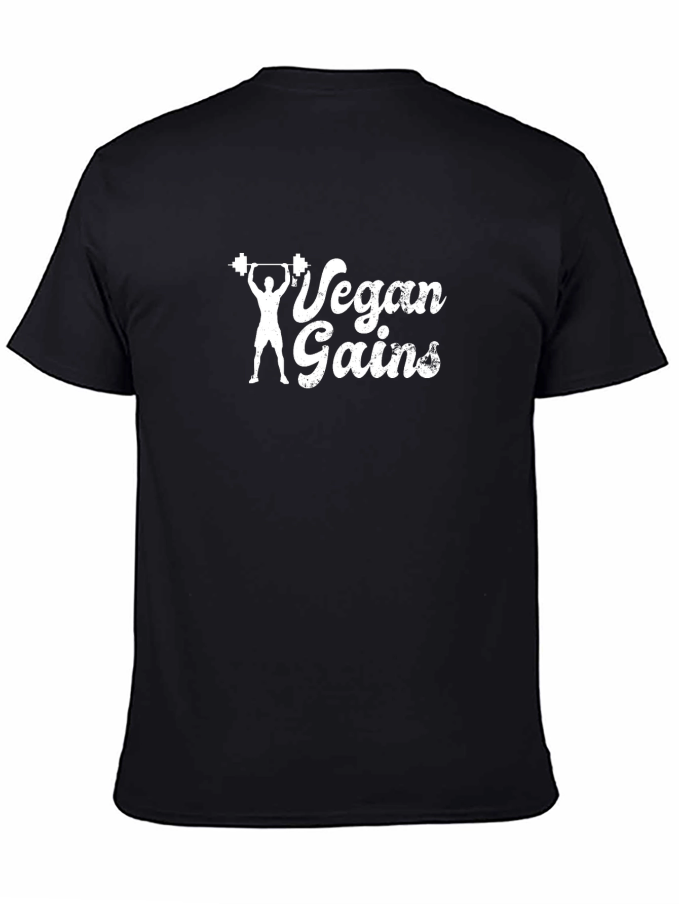 Vegan Gains Black T-Shirt | Weightlifting Apparel