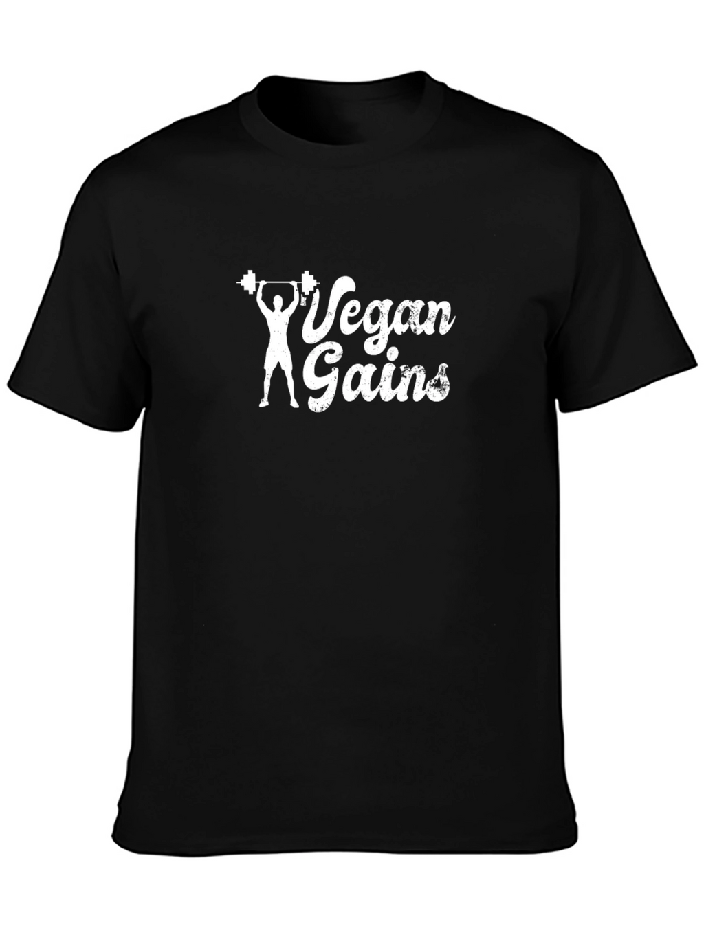 Vegan Gains Black T-Shirt | Weightlifting Apparel