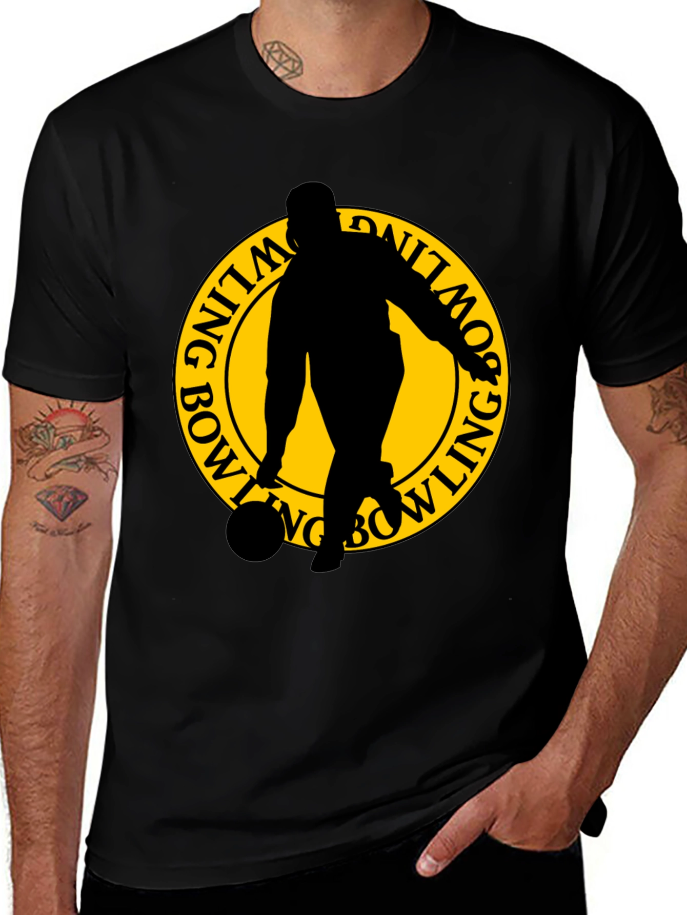 Bowling Silhouette Graphic T-Shirt