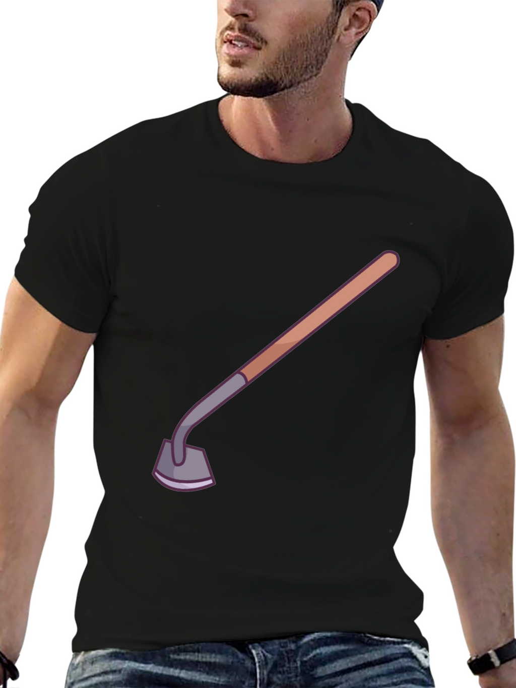 Novelty Gardening Hoe Graphic Tee - Black