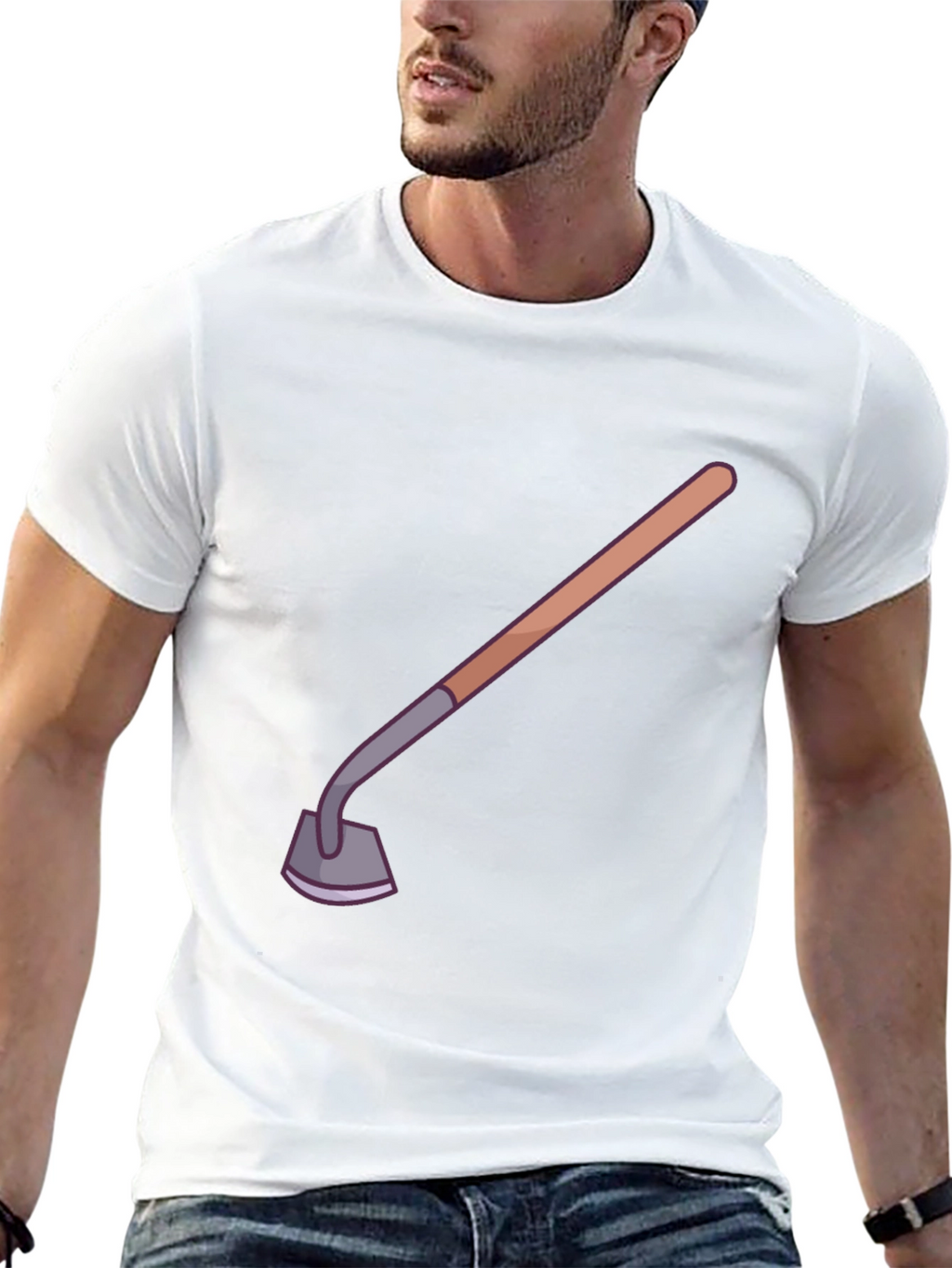 Novelty Gardening Hoe Graphic Tee - Black