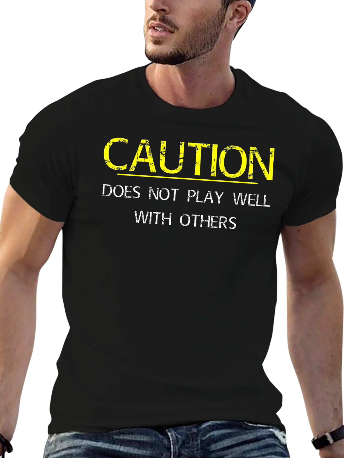 Caution: Does Not Play Well With Others Black T-Shirt