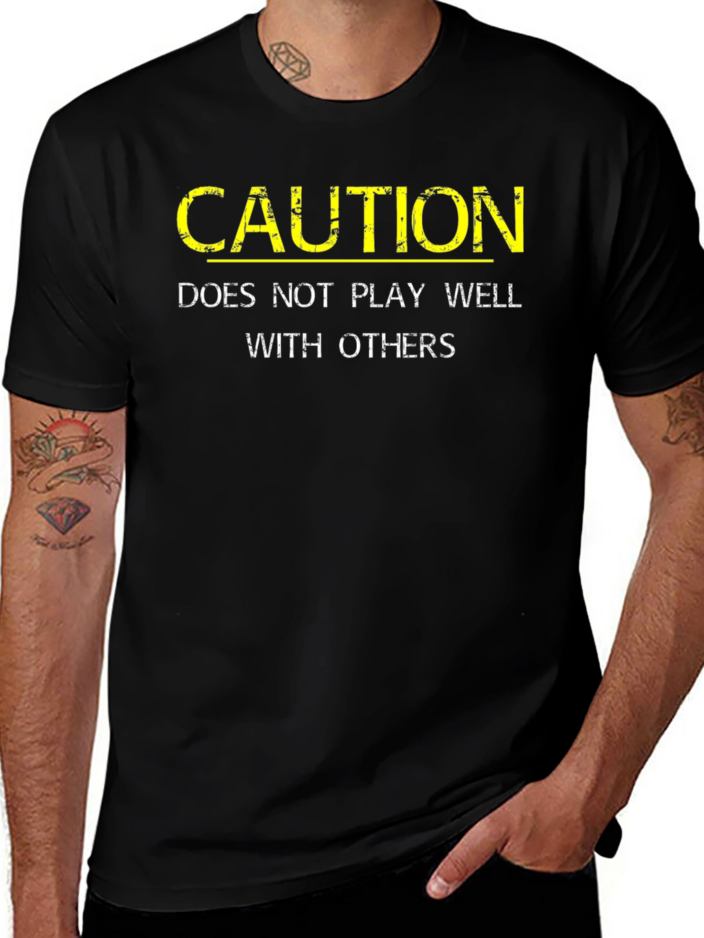 Caution: Does Not Play Well With Others Black T-Shirt
