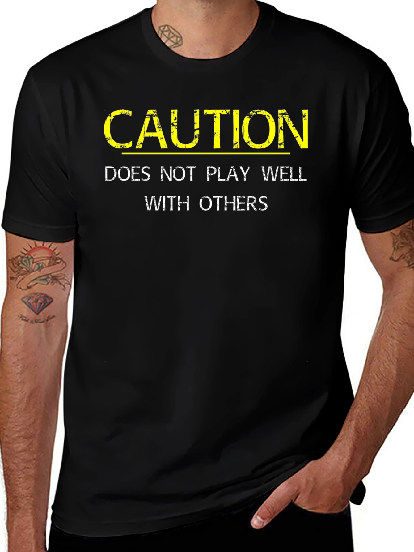 Caution: Does Not Play Well With Others Black T-Shirt