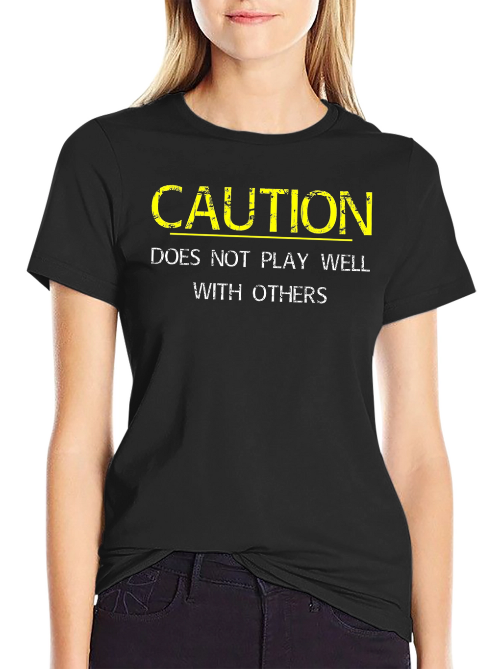 Caution: Does Not Play Well With Others Black T-Shirt
