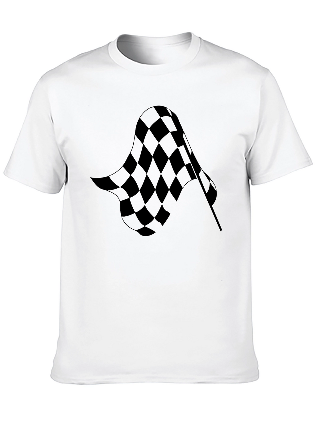 Checkered Flag Graphic Tee - Black Cotton T-Shirt