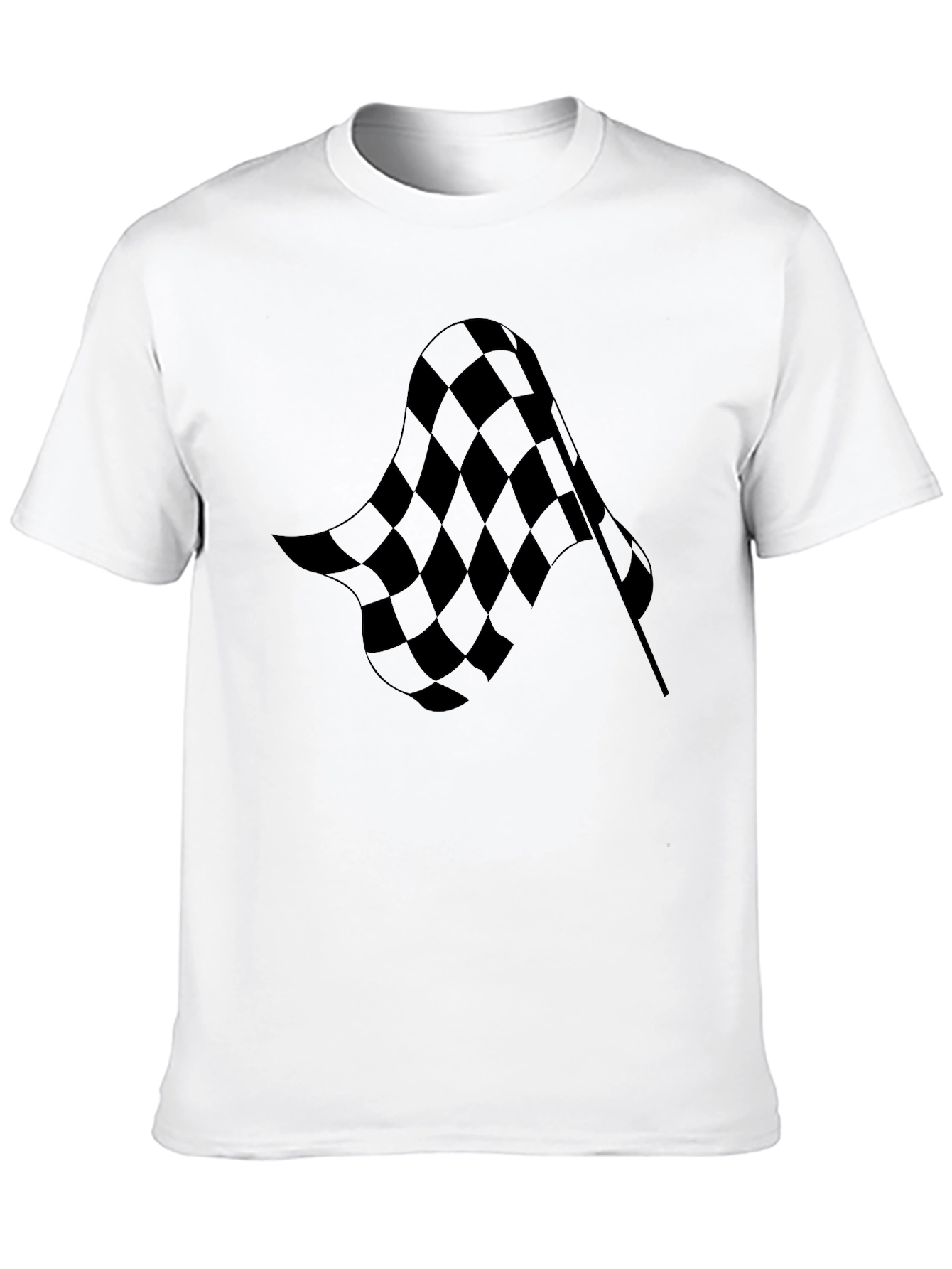 Checkered Flag Graphic Tee - Black Cotton T-Shirt