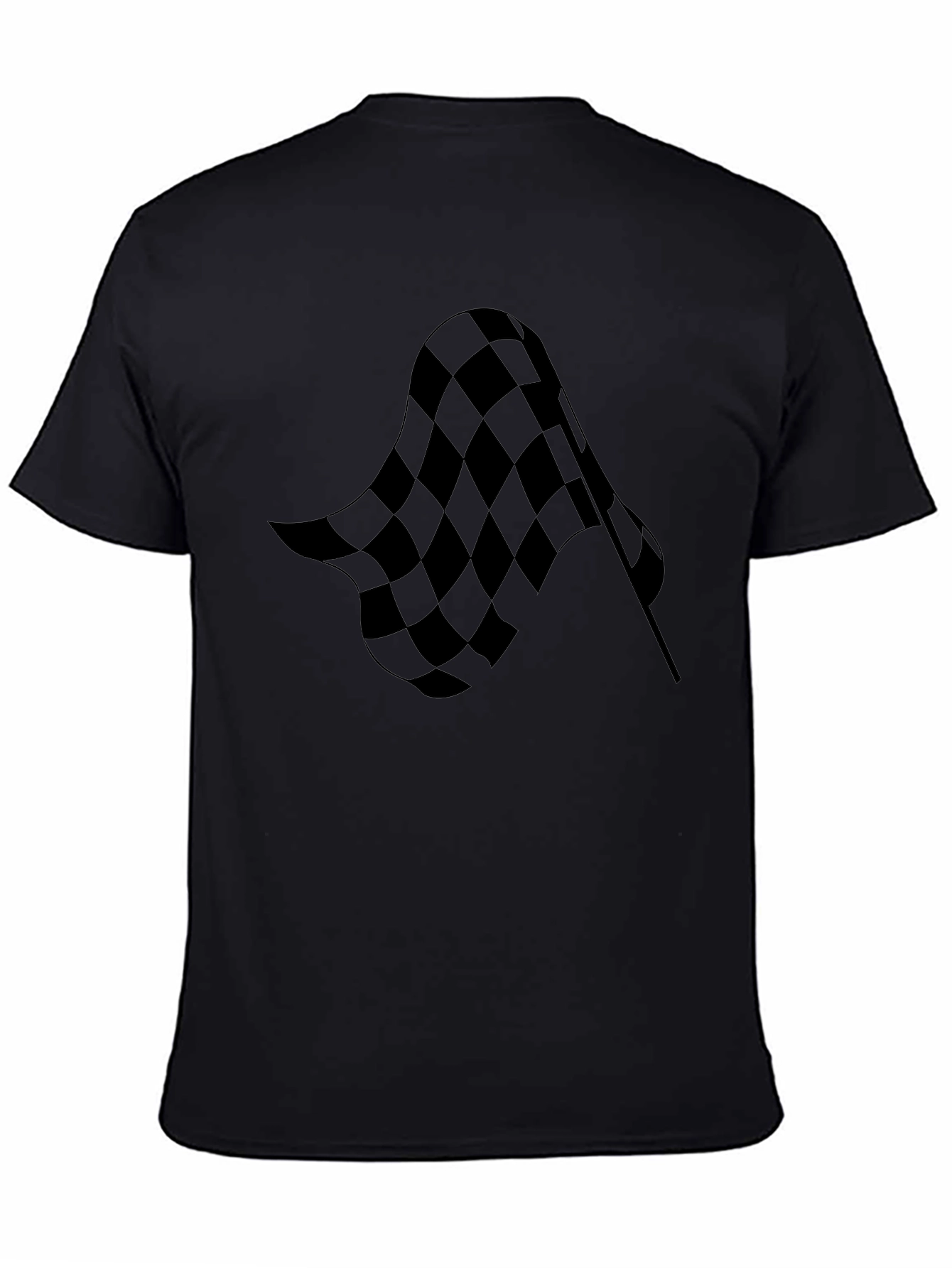Checkered Flag Graphic Tee - Black Cotton T-Shirt
