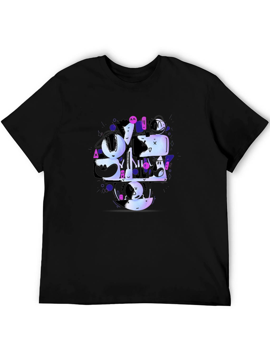 Abstract Character Graphic Black T-Shirt