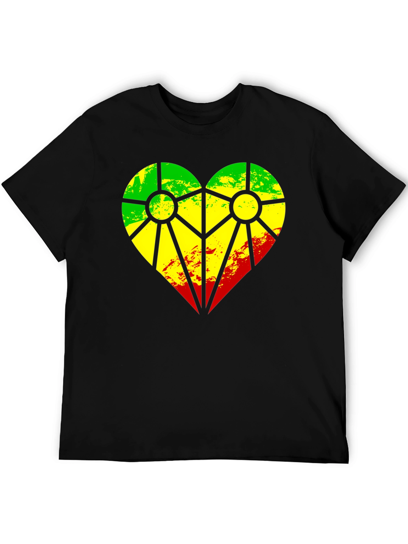 Rasta Heart T-Shirt - Green Yellow Red Design