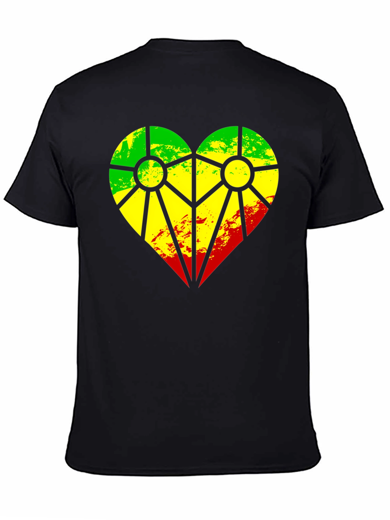 Rasta Heart T-Shirt - Green Yellow Red Design