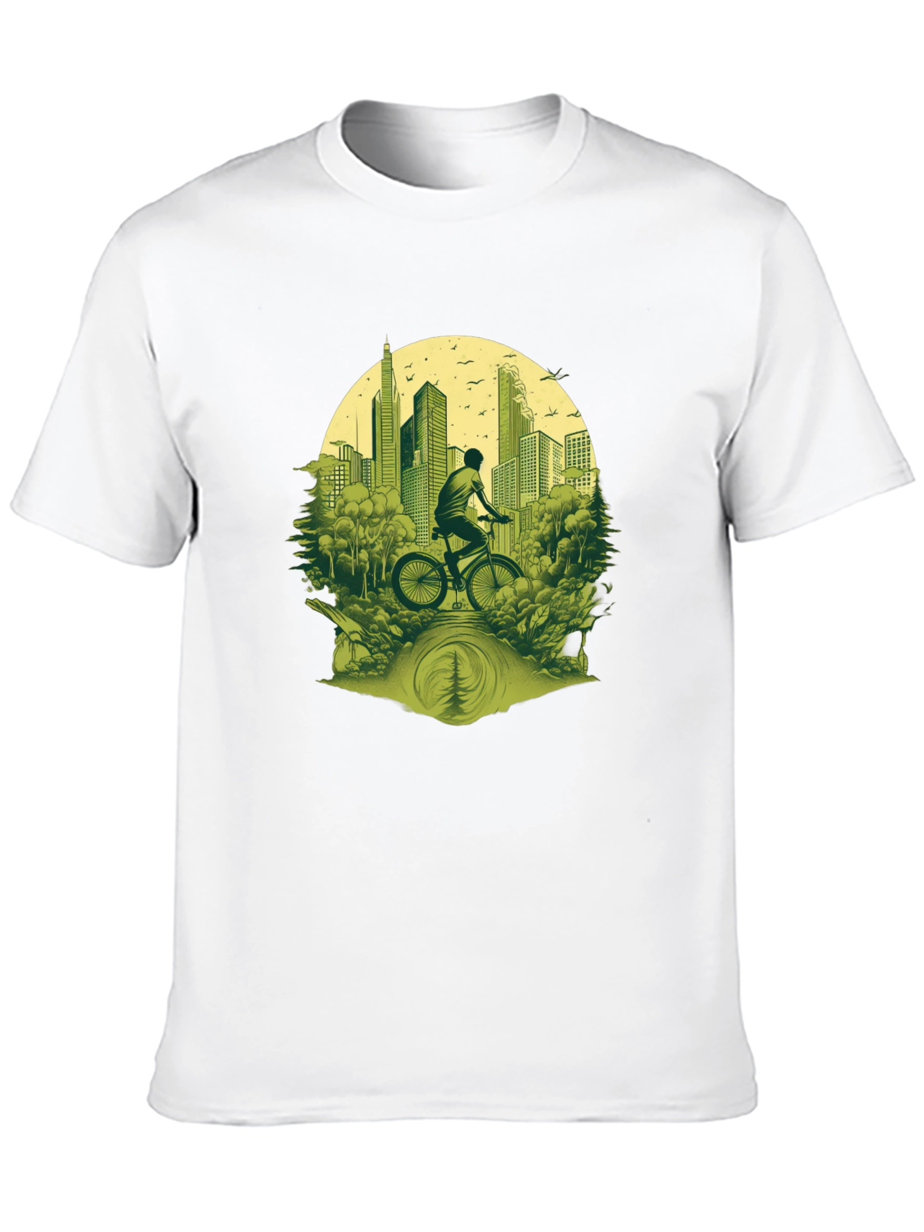 Cityscape Biker Graphic Tee - Nature Meets Urban Style