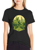 Cityscape Biker Graphic Tee - Nature Meets Urban Style