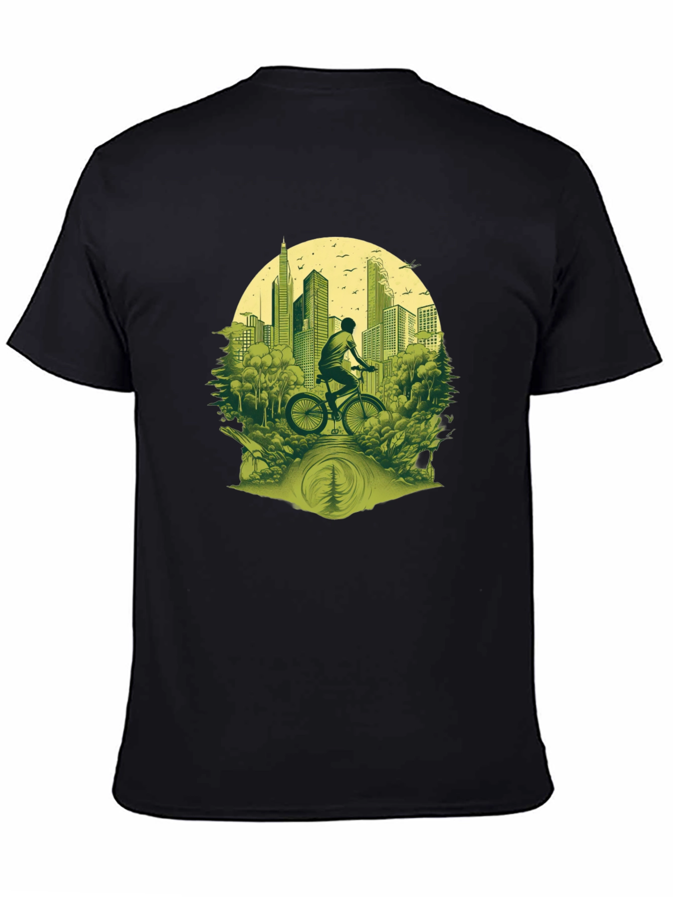 Cityscape Biker Graphic Tee - Nature Meets Urban Style
