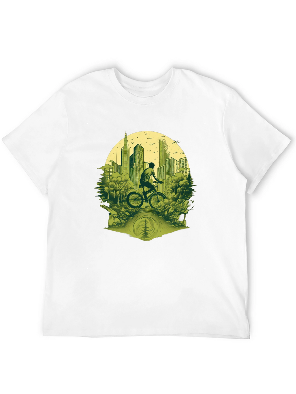 Cityscape Biker Graphic Tee - Nature Meets Urban Style