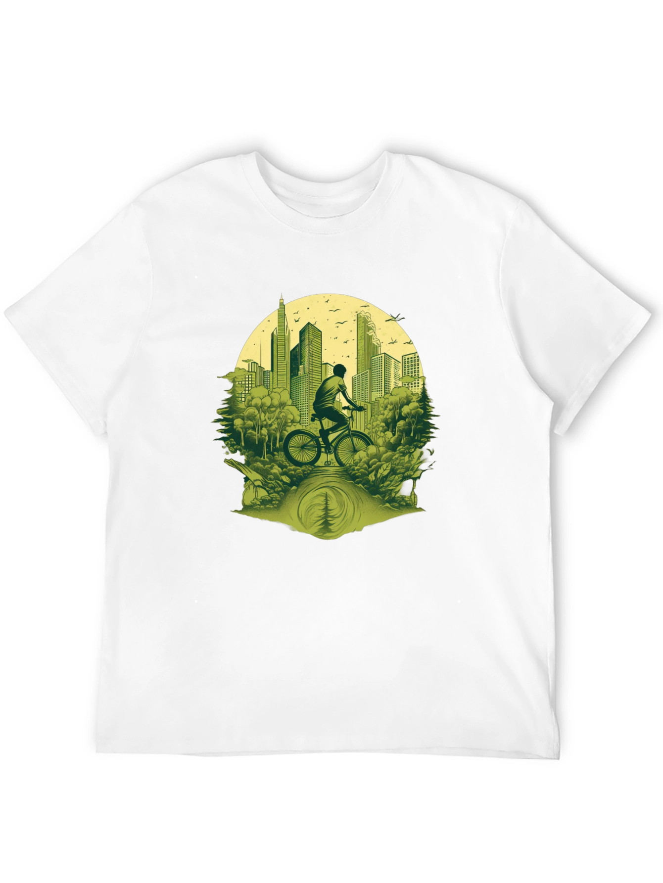 Cityscape Biker Graphic Tee - Nature Meets Urban Style