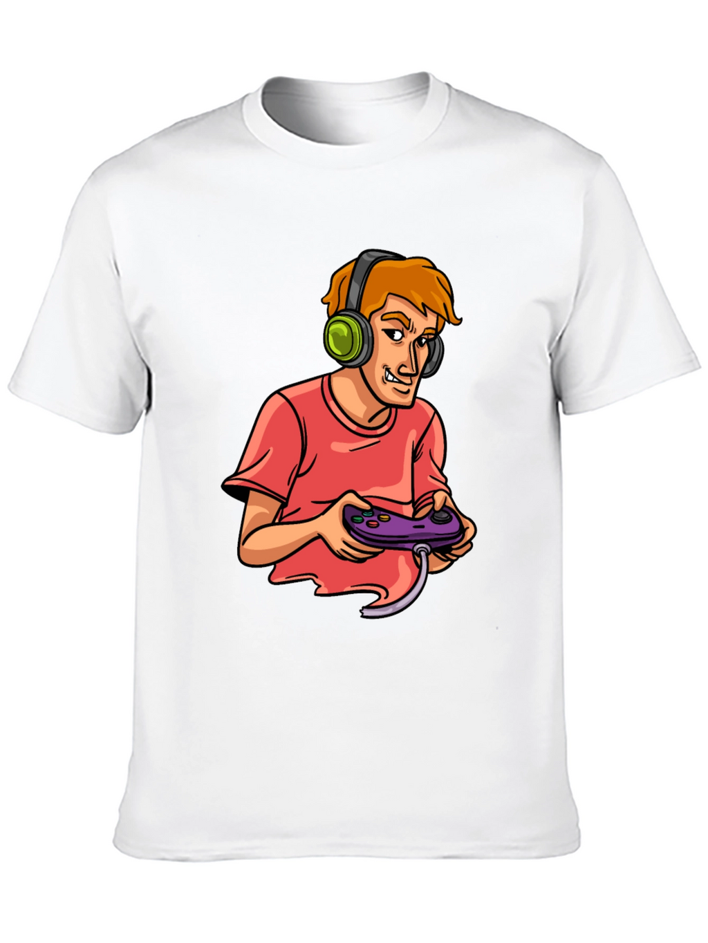 Gamer Cartoon Graphic Black T-Shirt