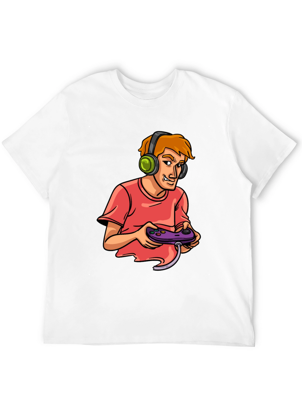 Gamer Cartoon Graphic Black T-Shirt