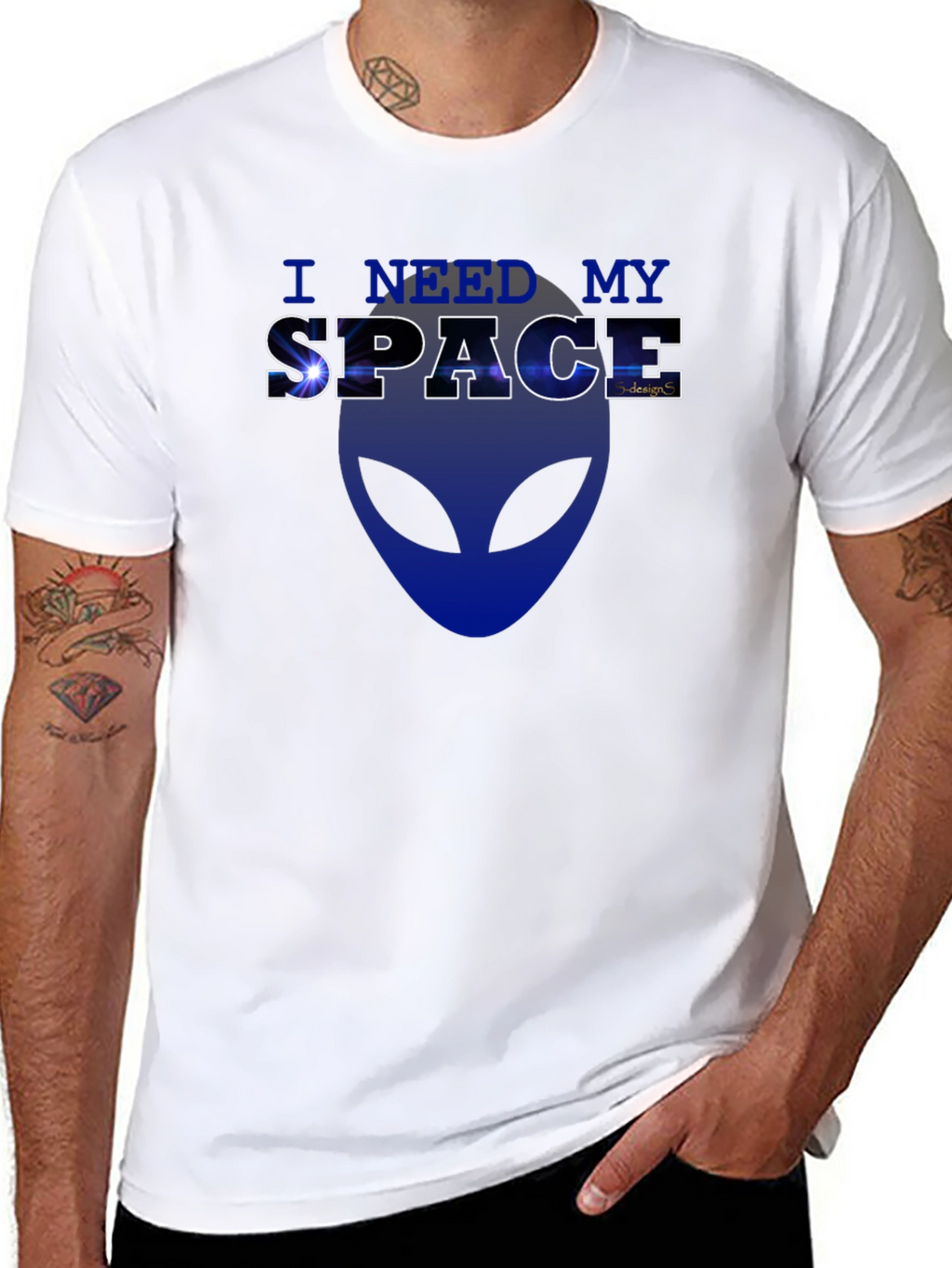 I Need My Space Alien Graphic T-Shirt - Black