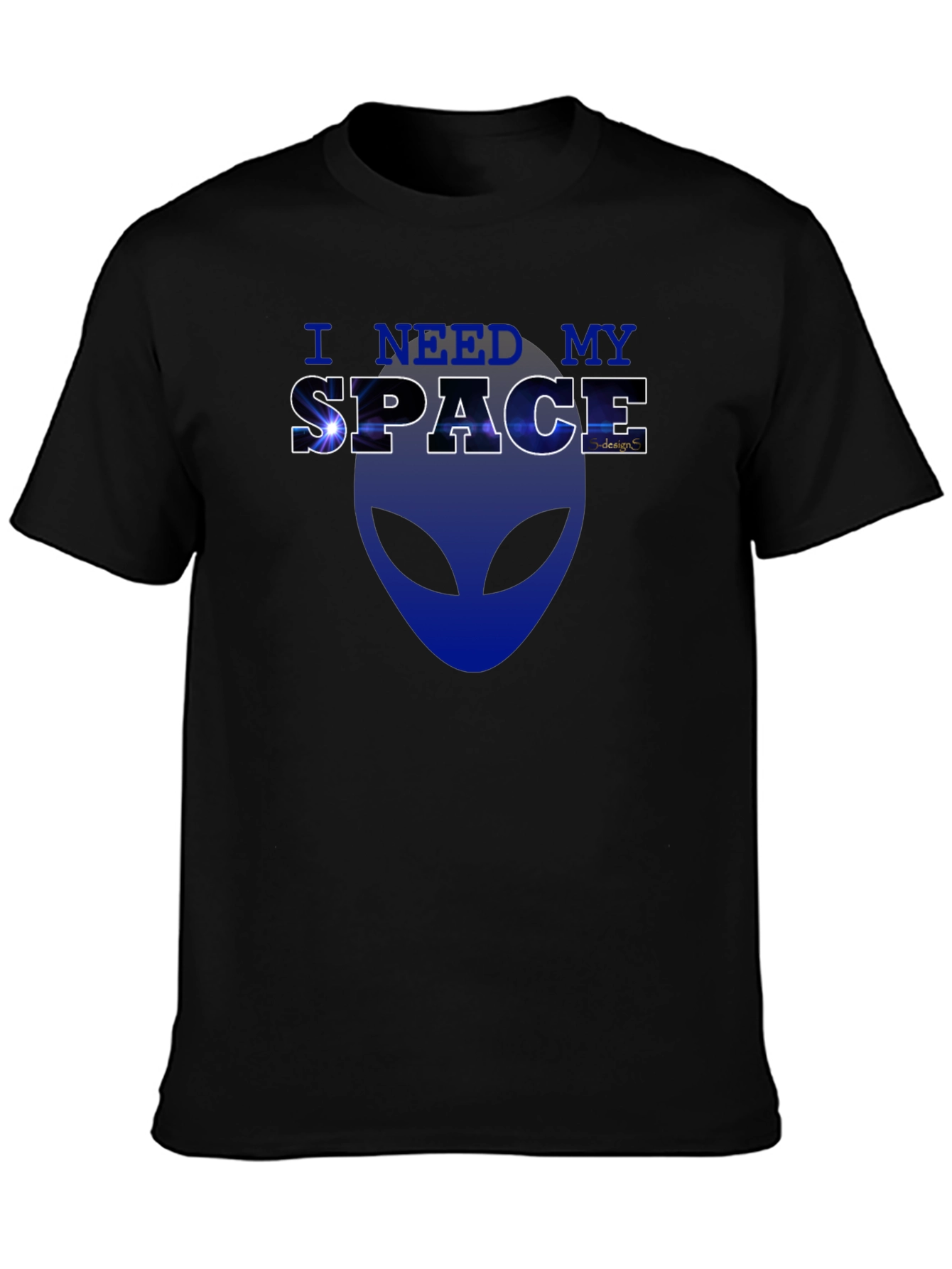 I Need My Space Alien Graphic T-Shirt - Black