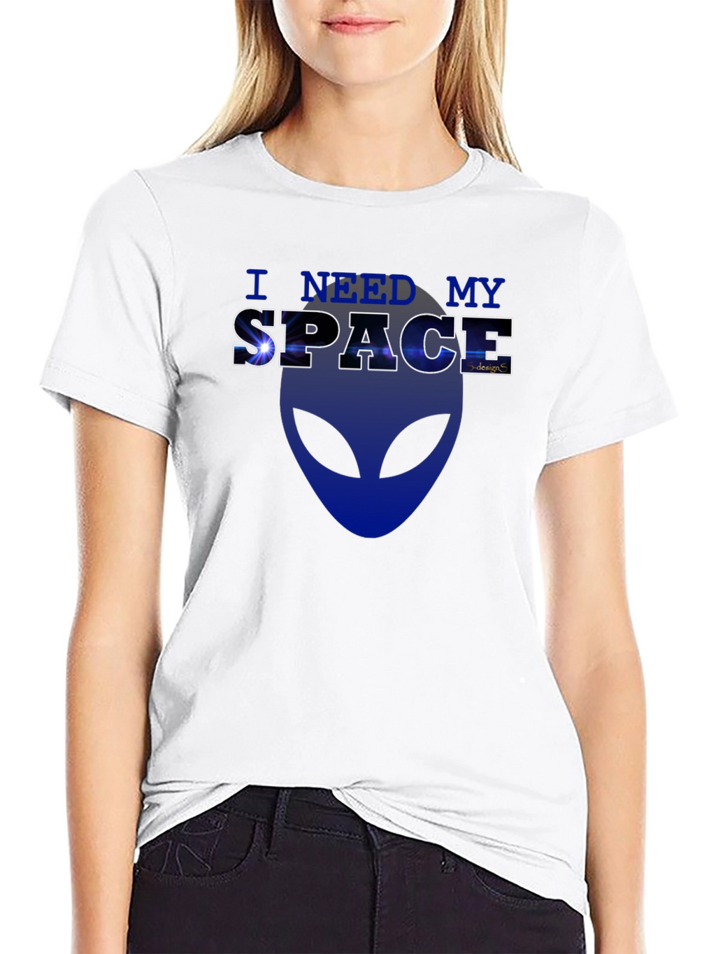I Need My Space Alien Graphic T-Shirt - Black