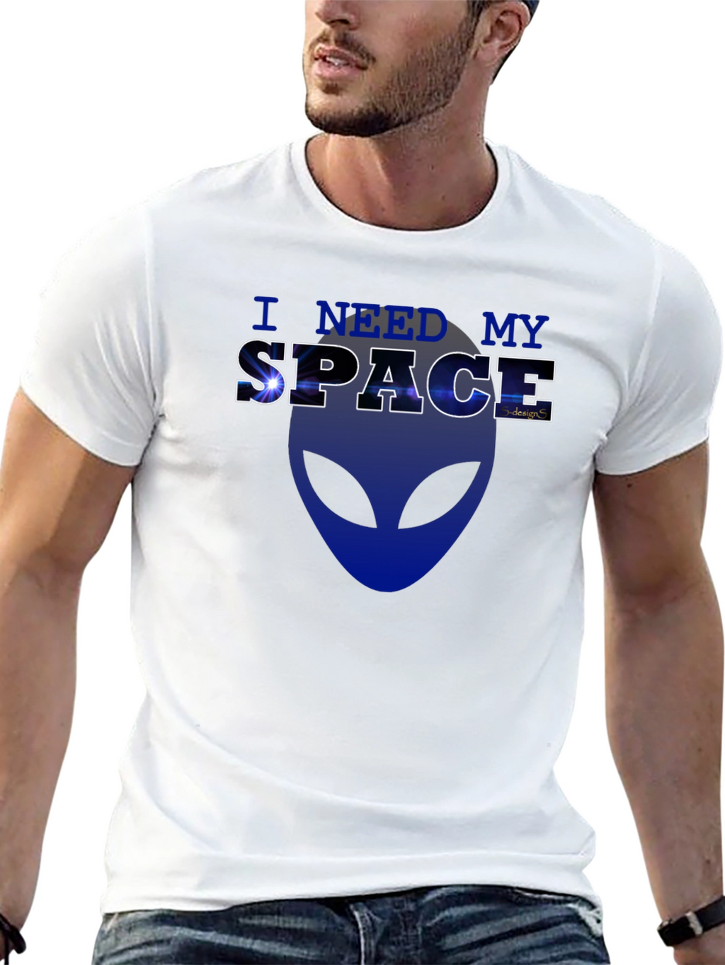I Need My Space Alien Graphic T-Shirt - Black