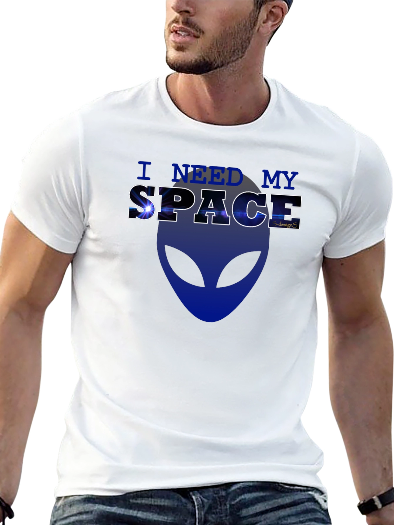I Need My Space Alien Graphic T-Shirt - Black