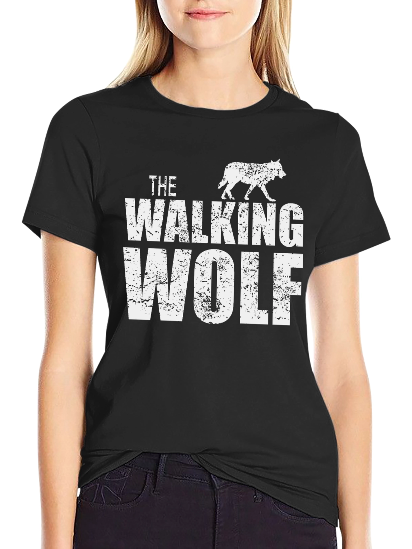 The Walking Wolf Graphic Tee - Black Cotton T-Shirt