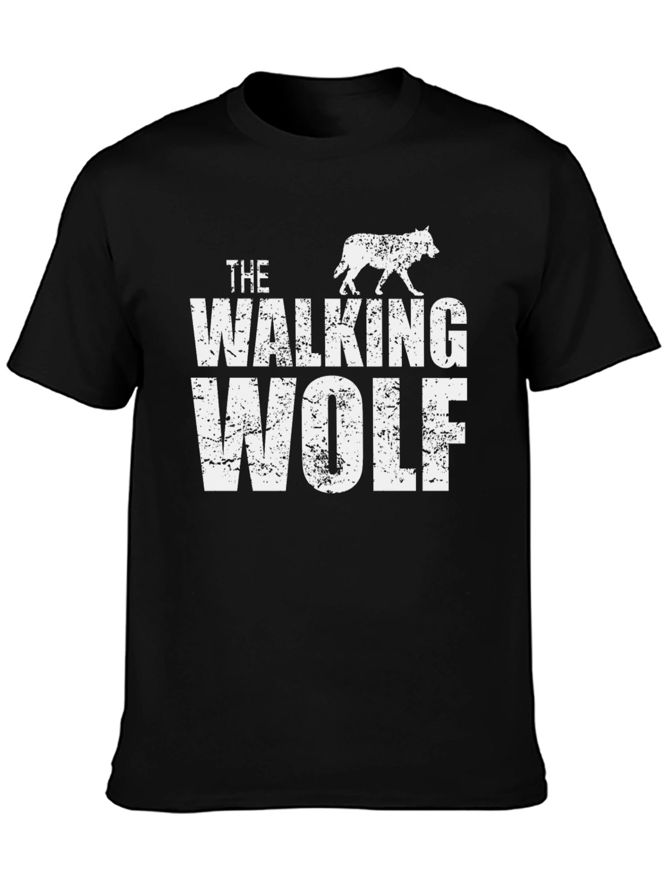The Walking Wolf Graphic Tee - Black Cotton T-Shirt
